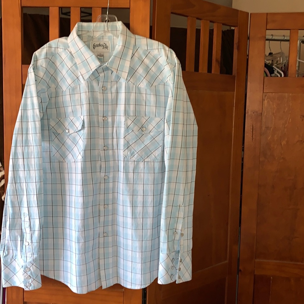 Men’s 💯% Cotton Cowboy Up Western Shirt with Pearl Buttons